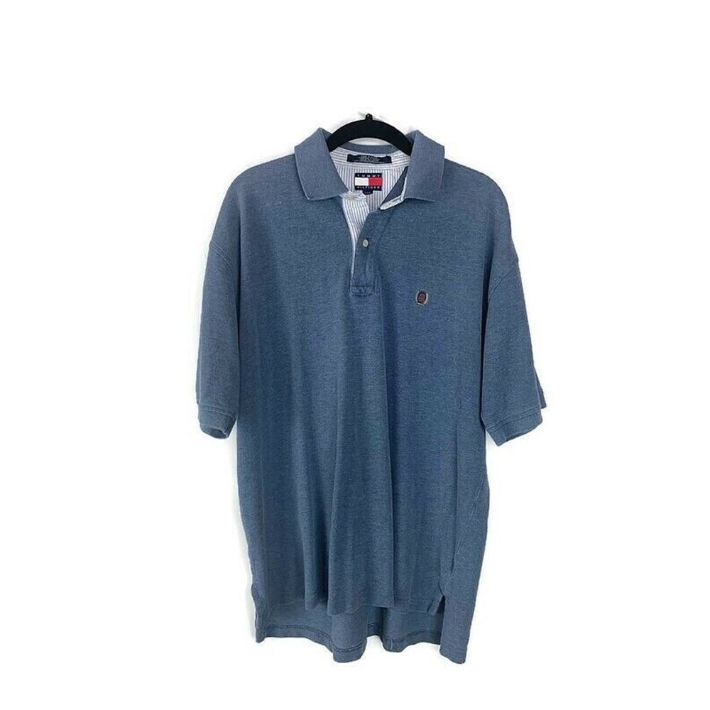 Tommy Hilfiger Mens Polo Shirt Blue Size L Casual Short Sleeve Embroidered Logo